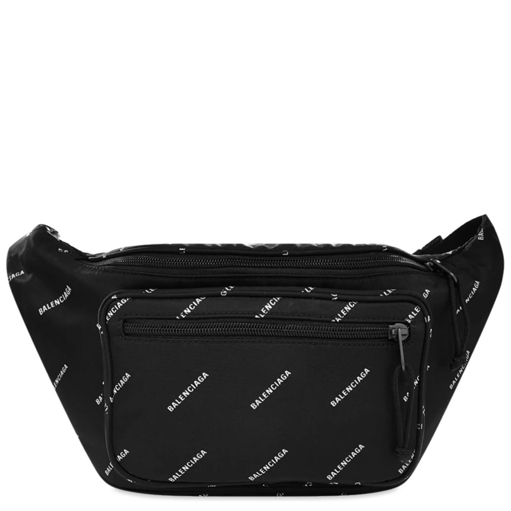 BALENCIAGA ALL OVER PRINT LOGO NYLON WAIST BAG
BLACK & WHITE